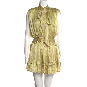 Sabina Musayev Yellow Floral Print Dress. Size M.